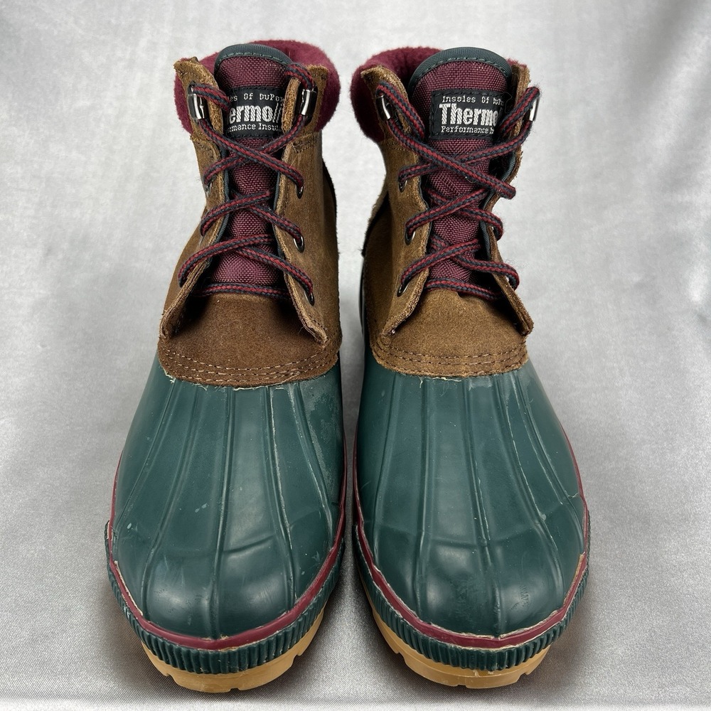 High Sierra "Peak" Duck Boots‎ Women's 10 Green Cranberry Leather Thermolite Y2K - Picture 6 of 16